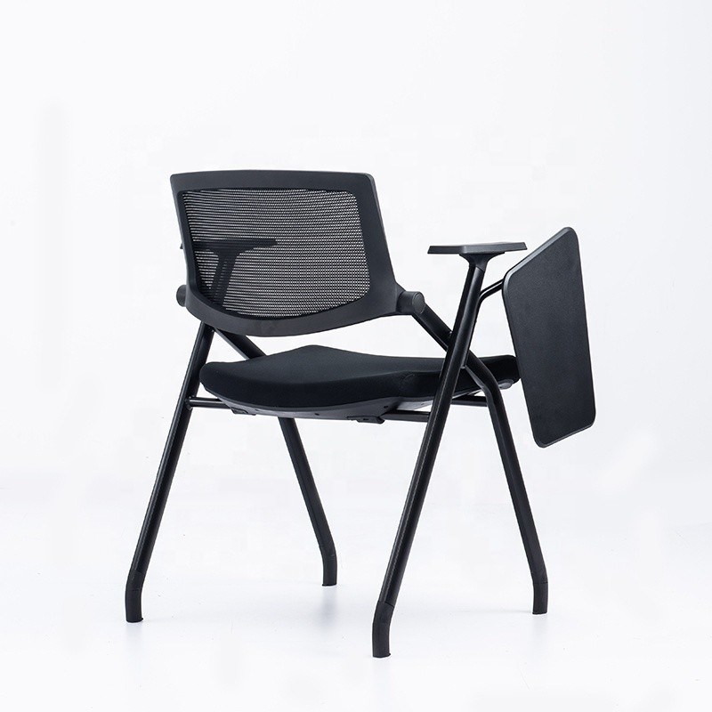 Foldable Full Function Office Mesh Training Chair With Wheel Writing Pad For Student