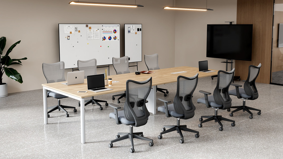 কর্মীদের কনফারেন্স রুমের জন্য নিয়মিত আর্মরেস্ট ঘোরানো অফিস চেয়ার মিড ব্যাক মেশ ডিজাইন