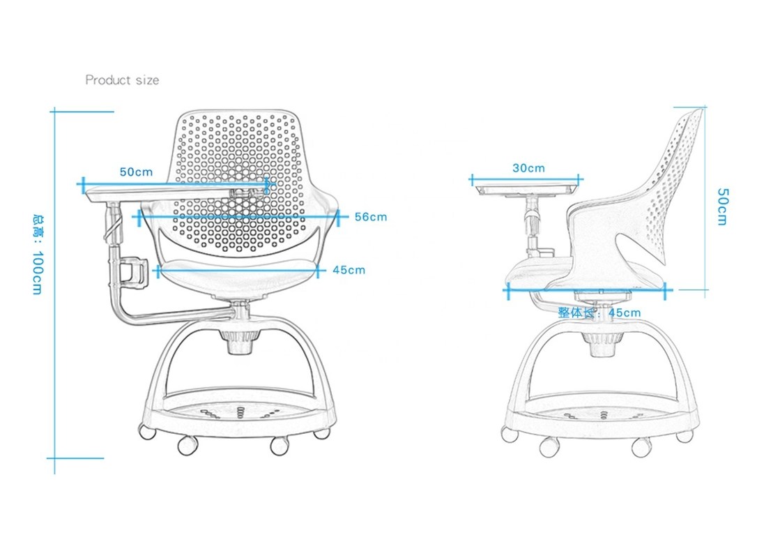 ট্যাবলেট অফিস এক্সিকিউটিভ চেয়ার সঙ্গে সূক্ষ্ম কারিগরি প্লাস্টিকের ছাত্র চেয়ার 620*950*940MM