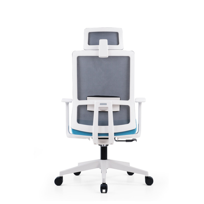 Office Desk Swivel Fabric White Manager Chair with Mesh Backrest 580*640*1150-1250mm