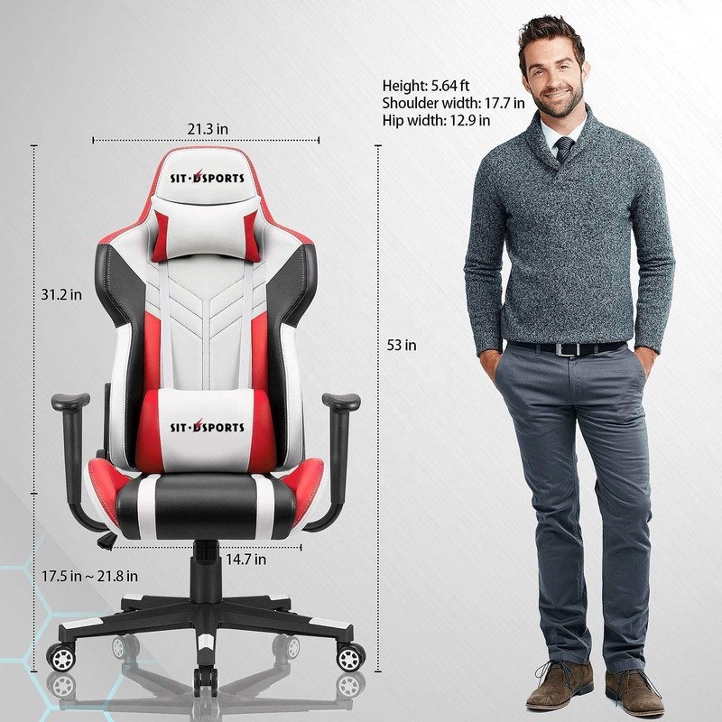 White PU Leather Racing Gaming Chair for Comfortable Gaming in Office/Home/Apartment